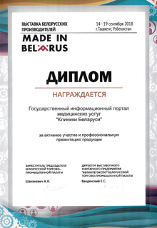 Диплом за активное участие и профессиональную презентацию продукции